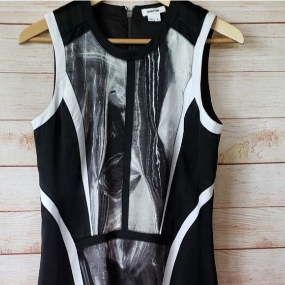 Helmut Lang Paneled Sheath Abstract Lined Round Neck Sleeveless Dress - Picture 6 of 13